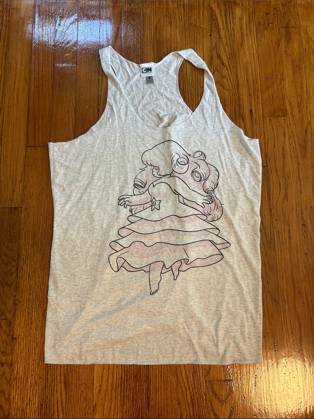 Cartoon Network Heather Gray Tank with Pink Character Outline